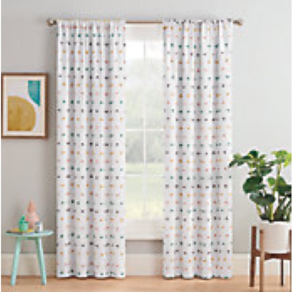 Blackout pom pom nursery curtains — 2 panels